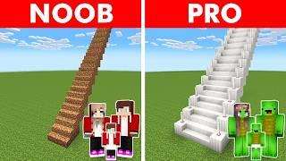 Minecraft NOOB vs PRO MOST DANGERROUS STAIRCASE BUILD CHALLENGE WITH FAMILY