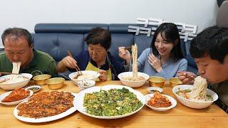 Squid & chive pancake kimchi pancake and janchi-guksu taste better on rainy days