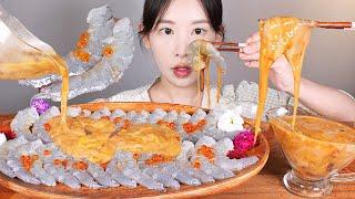 꿀조합 탱글탱글 생새우 바다향 가득 해삼내장 먹방 raw shrimp & sea cucumber viscera eating show mukbang korean food