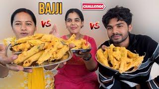 Eating bajji challenge with my sis and mom #foodchallenge #funny #youtube