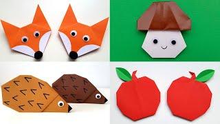 4 DIY Осенние поделки из цветной бумаги Простые поделки из бумаги своими руками Осенние оригами