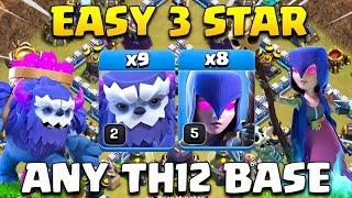 Easy 3 Star  Th12 Yeti Witch Attack Strategy  Best Ground Attack Th12 War Strategy  Coc