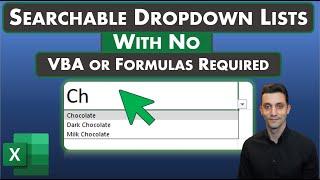 Excel Tips - Create Searchable Dropdown Lists  No VBA or Formulas Required  Latest Excel Versions