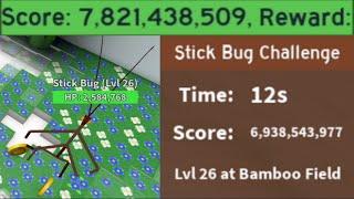 World Record 7.82B Score Stick Bug  World First Level 26 Stick Bug  Bee Swarm Simulator