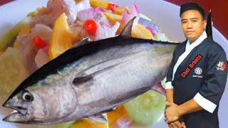 Kinilaw na isda gamit ang yellowfin tuna  ito ay panlasa nang pinoy  pang pulutan at pang ulam