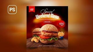 Social Media Food Menu Flyer Design  Photoshop Tutorial 2023