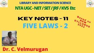 Five Laws of Library Science Part - 2 For NTA UGC-NETSETJRFKVS Ets