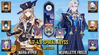 【GI】C0 Navia Hyper and C0 Neuvillette Freeze - NEW 4.7-4.8 Spiral Abyss - Floor 12 - 9 Stars