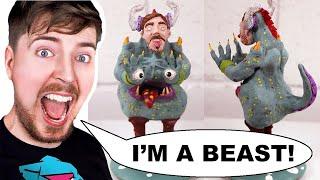 I Turned #mrbeast into a REAL BEAST using Super Sculpey Polymer Clay