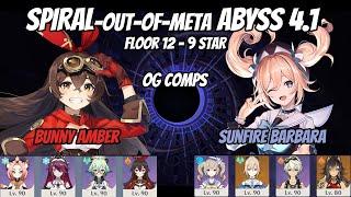 Spiral Abyss 4.1 - Bunny Amber  Sunfire Barbara - Floor 12 9-star Run - Genshin Impact