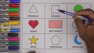 Learn 9 Shapes and 9 Colors  Heart pentagon square star circle  #shapesandcolors