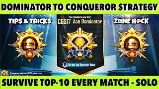 DAY 36  DOMINATOR TO CONQUEROR STRATEGY. SURVIVE TOP-10 GET HIGH PLUS EVERY MATCH SOLO