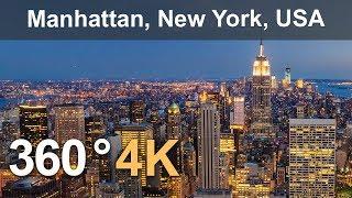 360° Video Manhattan New York USA 4K aerial video