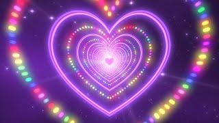 Heart Tunnel BackgroundNeon Heart Light Dots   Heart Wallpaper Video  Animated Background Video