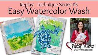 Watercolor Wash Backgrounds with Sea Turtles set - technique class #5