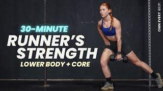 30 Min. Runner‘s Strength Workout w DBs  Knee Stability Single Leg Work & Core