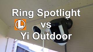 Ring Spotlight vs Yi Outdoor Camera - Comparison of Features Settings Motion Detection Footage