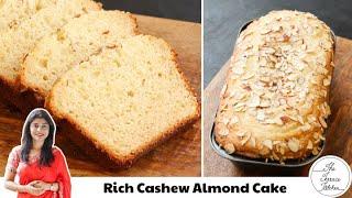 Perfect Cashew Almond Vanilla Cake Recipe  No Oven Eggless Dry Fruit Cake Recipe