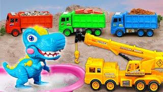 JCB car toy Crane Dump truck rescue Dinosaurs - Valuable for teamwork problem-solving - for kids