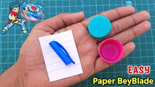 How to make Beyblade with launcher  Diy spinning toy  Beyblade battle  Easy paper toy