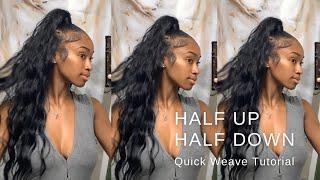 $20 Half up Half down  Quick weave tutorial  Ft.Bobbi boss hair