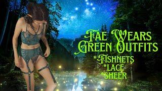 Cosplay Fae Wears Green Sheer Mesh and Net Outfits