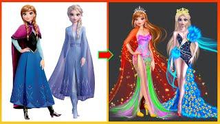 Frozen Elsa Anna Glow Up In Party - Disney Princesses Transformation