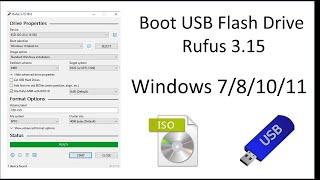 Boot USB Flash Drive with Rufus 3.15 Windows 788.11011