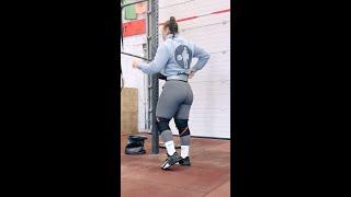 Thick Powerlifter Girl Working on Her Jerks