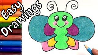 How to Draw Cute Butterfly - Easy Drawings