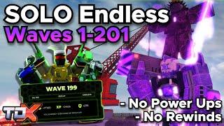 TDX SOLO Endless Mode Waves 1-201 No Power Ups No Rewinds - Tower Defense X Roblox