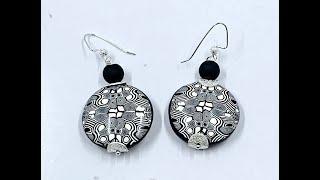 Polymer Clay Black and White Cane Tutorials and earrings