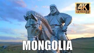 Дорога на восток статуя Чингисхана и бескрайние просторы монгольской степи 4K 50 fps