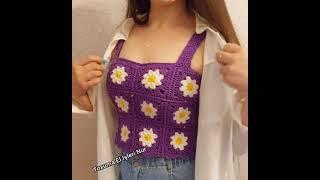 Motifli Bluz Tarifi Kanalımızda  Crochet crop top pattern