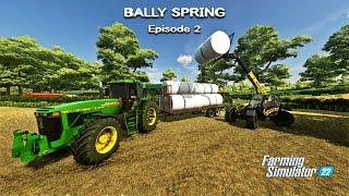 Collecting & Stacking BALES in Shed Spreading Lime Mowing GRASS  Bally Spring  FS22  Episode #2