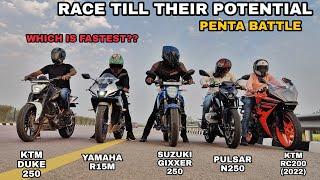 Pulsar N250 Vs Suzuki Gixxer 250 Vs Yamaha R15M Vs Duke 250 Vs Ktm RC200  Highway Top End