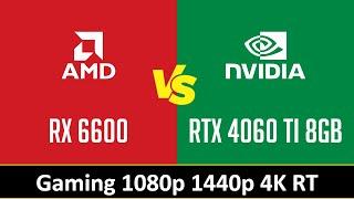 RX 6600 vs RTX 4060 TI 8GB - Gaming 1080p 1440p 4K RT i7 12700KF