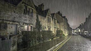 A Night Walk in the Rain in a COTSWOLD Town  ENGLAND  4K HDR