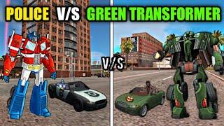 Police VS Green Transformer Car  Rope Hero Vice Town