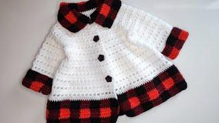 Crochet #61 Crochet Buffalo plaid cardigan for girls Part 1