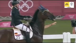 German Olympian Annika Schleu loses control of her horse