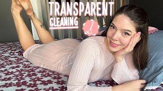 4K USA Housewife Bed Clean  Try On Haul  Cleaning in Transparent Dress with Daria Royce