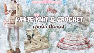 ️White knit & crochet  Winter Themed  Miffy Bag Fur Vest Mini Skirt Knit Hand Warmers