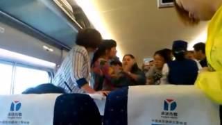 Two chinese women fight in airplane