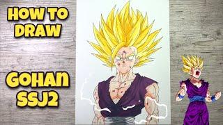 Drawing Gohan SSJ2  Dragon Ball Z #drawing #howtodraw #art #gohan #gohanssj2 #draw #anime #drawings