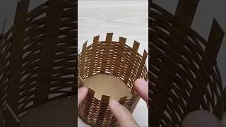 Realistic Mini Basket From Cardboard Craft  #shorts  #reuse  #recycle #bestoutofwaste