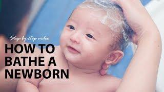 Bathing a Newborn Baby with Umbilical Cord Step-by-step Video