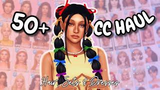 SIMS 4  NEW CC HAUL Hair Sets & Dresses + CC LINKS in Description 