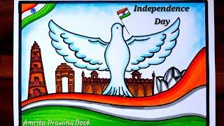 Independence Day Drawing easy  Happy Independence Day Poster drawing  15 August Special Drawing