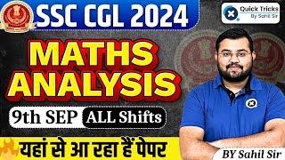 SSC CGL 2024 Tier-1 Maths Question 9th Sep All Shift  CGL Prelims 2024 Maths  by Sahil sir